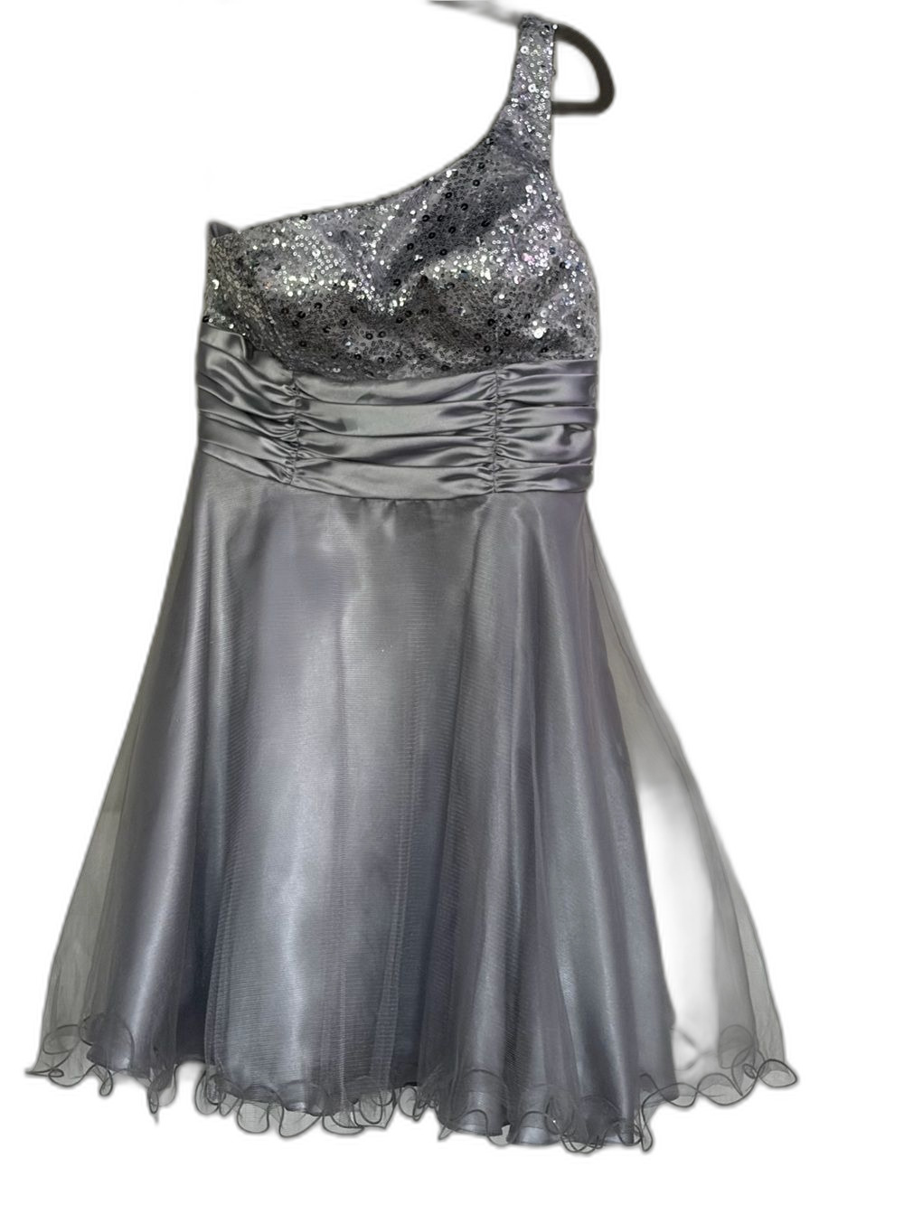 Silver One-Shoulder Sequin Cocktail Dress
